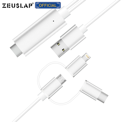 Микро-USB TYPE C Lightning к HDMI кабель HDTV TV Цифровой AV адаптер USB кабель 1080P для iPhone iPad и Android смартфонов ► Фото 1/6