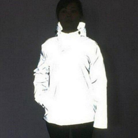 Светоотражающая куртка большого размера 4XL для женщин, хип-хоп Светоотражающая Студенческая уличная одежда с капюшоном для бега на осень ► Фото 1/6