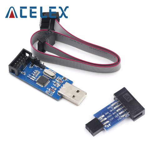 USB-программатор USBASP USBISP AVR, USB-программатор ATMEGA8 ATMEGA128 ATtiny/CAN/PWM 10-контактный проводной модуль «сделай сам» + 10-контактная 6-контактная плата ада... ► Фото 1/6