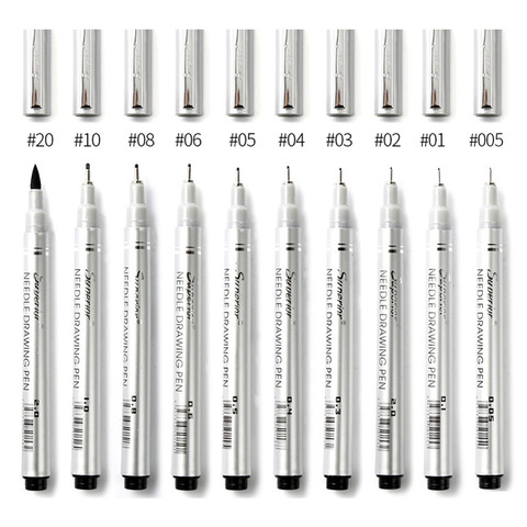 Micron Pen Finliner, графический дизайн 005 01 02 03 05 06 08 1 2, маркерная ручка для рисования иглой ► Фото 1/6