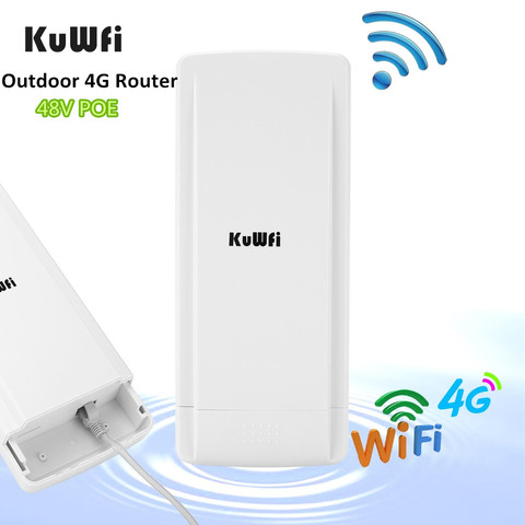 KuWFi Водонепроницаемый Открытый 4G Wifi роутер CAT4 150 Мбит/с беспроводной роутер CPE разблокированный 4G sim-карта для ip-камеры с 48В POE адаптером ► Фото 1/6