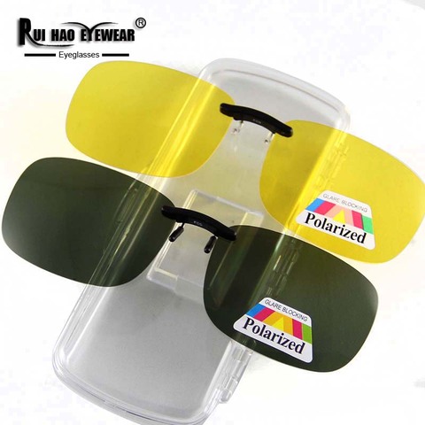 Солнцезащитные очки унисекс поляризационные с клипсой, для вождения, UV400, желтые, F05 ► Фото 1/6