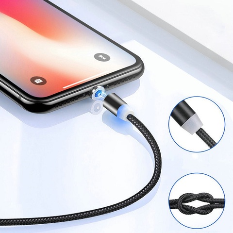 Магнитный кабель Micro USB Type-C для iPhone, Xiaomi, Android, мобильный телефон, быстрая зарядка, USB, Магнитный зарядный кабель, 1 м ► Фото 1/6