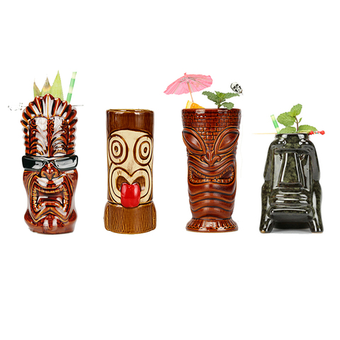 Бесплатная доставка, Гавайские кружки Tiki, Коктейльная чашка, кружка для пива, напитков, кружка для вина, керамические кружки Tiki ► Фото 1/6