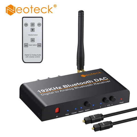 Neoteck Bluetooth DAC поддержка APT-X , AAC, SBC DAC цифровой аналоговый аудио конвертер с ИК-пультом дистанционного управления 192 кГц DAC для Amp ► Фото 1/6