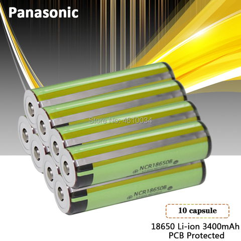 10 шт., Panasonic100 %, оригинальный бренд, новинка, 3,7 в, 18650, 3400 мАч, литиевая аккумуляторная батарея, NCR18650B для вентилятора, фонарик, электронная сига... ► Фото 1/5