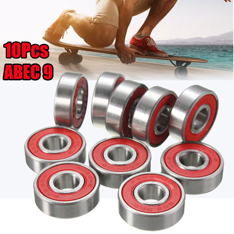 10x ABEC-9 608 2RS, подшипник колеса для роликовых коньков, антикоррозийный, подшипник колеса для скейтборда, с красным герметичным валом 8x22x7 мм ► Фото 1/6