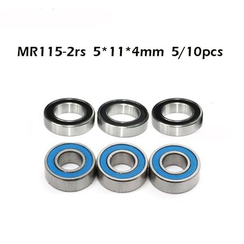 MR115RS подшипник ABEC-1 Нью-Йорк (5/10 шт.) 5X11X4 мм миниатюрный MR115-2RS упорные шариковые подшипники синий герметичный MR115 2RS подшипник ► Фото 1/4