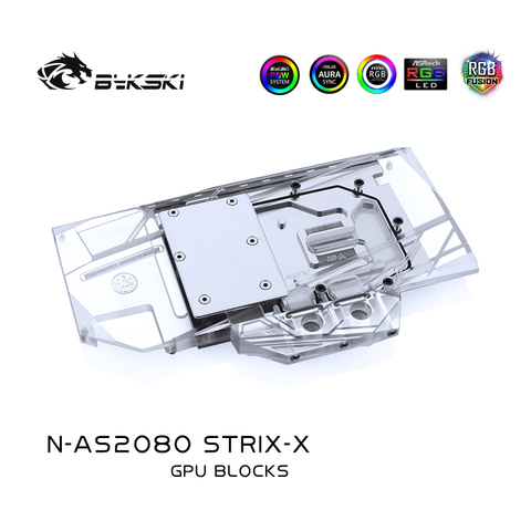 Bykski блок водяного охлаждения для ASUS ROG STRIX RTX 2080 O8G игровая GPU радиатор, 12v 4pin,5v 3pin свет заголовок, N-AS2080 STRIX-X ► Фото 1/1