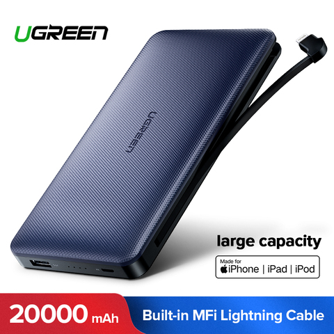 Ugreen внешний аккумулятор 20000 мАч для iPhone X 7 Samsung S9 для USB iPhone кабель Powerbank Портативное зарядное устройство Внешний аккумулятор Pover Bank ► Фото 1/1
