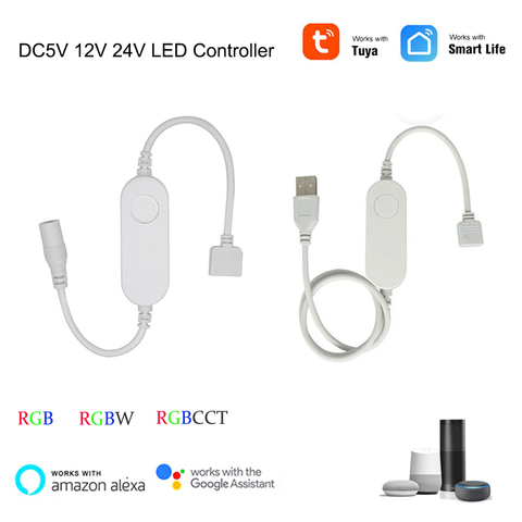 WiFi мини светодиодный Управление; DC5V 12V 24V RGBW/RGBWW RGB + CCT Светодиодная лента RGB Управление; TUYA Smart Life APP Alexa Echo плюс голос Управление ► Фото 1/6