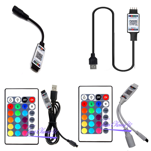 Bluetooth App умный контроллер светодиодный RGB контроллер, 24key ИК USB удаленного DC5-12V для SMD 2835 5050 RGB светодиодный светодиодные полосы света ► Фото 1/1