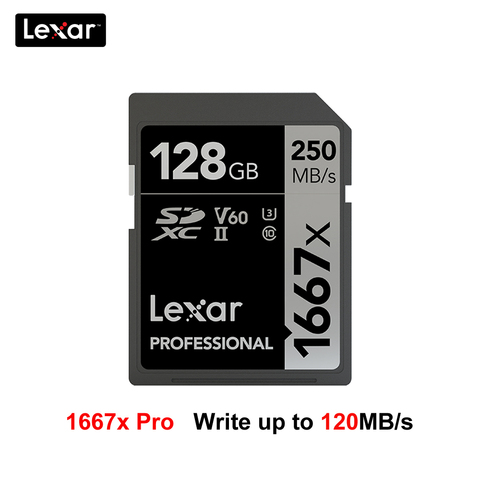 Оригинальная sd-карта Lexar 1667x Pro до 250 МБ/с./с флеш-карта памяти 64 ГБ 128 ГБ V60 UHS-II U3 высокоскоростной SDXC Для 3D 4K HD видео ► Фото 1/1