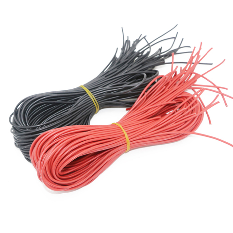 Силиконовый кабель, 10 м термостойкий мягкий силиконовый резиновый провод, красный/черный гибкий (5 м красный и 5 м черный) для модели RC ► Фото 1/4