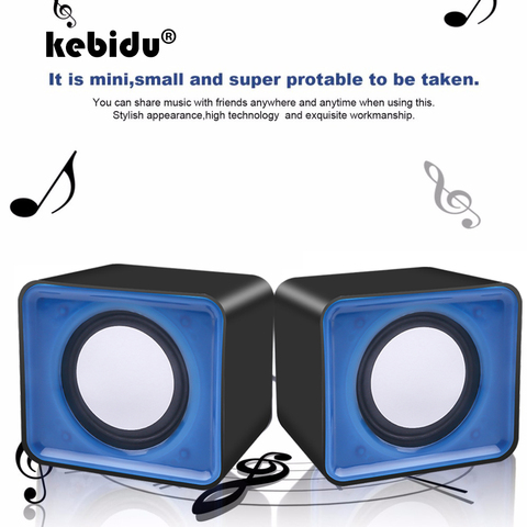 Универсальная музыкальная Колонка kebidu USB 2,0 3,5 мм, импульсный мини-музыкальный Стереодинамик s для мультимедиа, настольного компьютера, ноутбука ► Фото 1/6