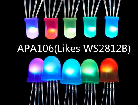 50 шт., светодиодные чипы APA106 F5 5 мм RGB, Встроенные светодиоды RGB s (например WS2812B) APA106, круглые полноцветсветодиодный светодиоды sF8 8 мм ► Фото 1/2