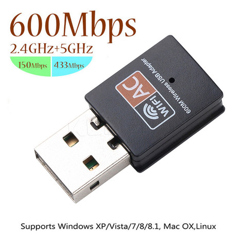 KEBIDU 600 Мбит/с USB wifi адаптер, двухдиапазонный usb Lan Ethernet-приемник 2,4 + 5 ГГц Wi-Fi 802.11ac мини беспроводная сетевая карта ► Фото 1/6