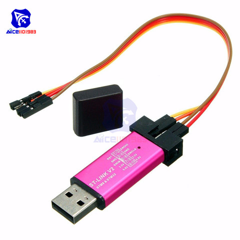 Программирующий блок diymore ST-Link V2 Shell Mini STM8 STM32, эмулятор загрузчика с кабелем DuPont (случайный цвет) ► Фото 1/6