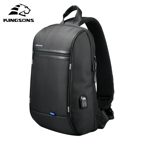 Kingsons мужская сумка на одно плечо, Мужская нагрудная сумка, водонепроницаемая маленькая сумка через плечо, сумка для ноутбука 13,3 дюйма с USB ► Фото 1/1