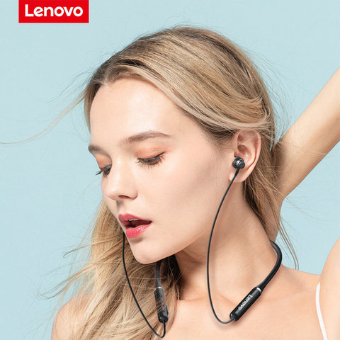 Оригинальные беспроводные наушники Lenovo HE05 Bluetooth 5,0 с шейным ободом, спортивные магнитные стереонаушники, спортивные наушники для бега, IPX5 водонепроницаемые ► Фото 1/6