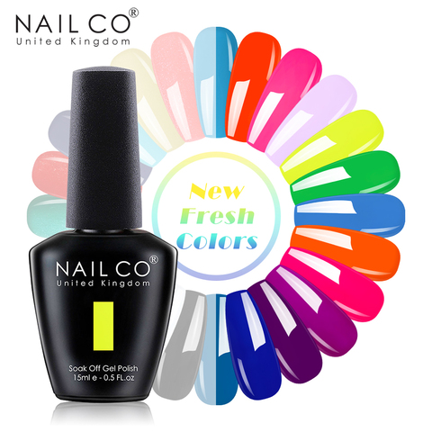 NAILCO 15 мл летний яркий Свежий Флуоресцентный Цветной Гель-лак для ногтей Дизайн ногтей Блестящий маникюрный набор УФ/светодиодный гель для н... ► Фото 1/6