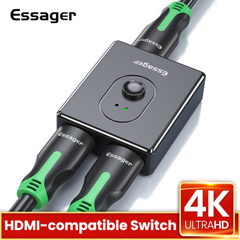 Разветвитель HDMI Essager, 4K, 1x2/2x1, переключатель, двунаправленный адаптер, выход 2 в 1, переключатель HDMI, преобразователь для ТВ-приставки PS5/4 HD ► Фото 1/6