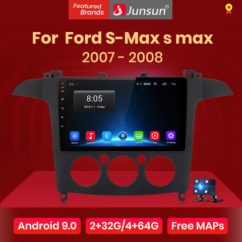 Автомагнитола Junsun V1 для Ford S-Max, мультимедийный видеоплеер на Android 10, 2 Гб ОЗУ, 32 Гб ПЗУ, с GPS Навигатором, DVD, без cd, для Ford S-max S Max 2007 2008, типоразмер 2 din ► Фото 1/6