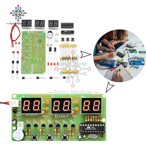 Diymore C51 AT89C2051 6 бит цифровые электронные часы Набор DIY наборы электронные компоненты электронное производство ► Фото 1/6