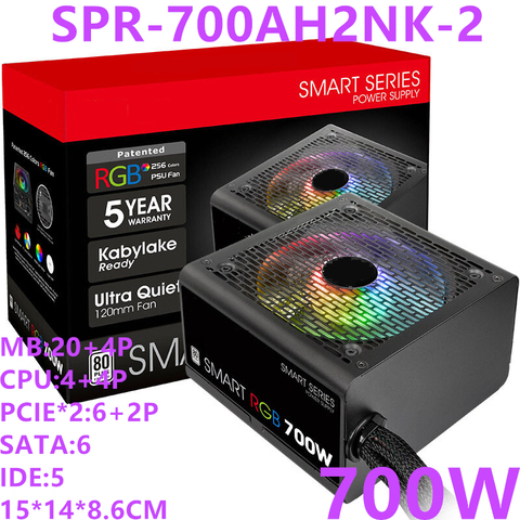 Новый блок питания Thermaltake(Tt) для Smart RGB 700 Вт ATX, тихий блок питания для настольных и Mainframe, блок питания, SPR-700AH2NK-2 ► Фото 1/6