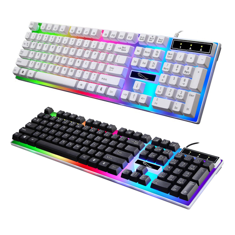 Механическая игровая клавиатура RGB с радужной подсветкой, USB Проводная игровая клавиатура для ПК, ноутбука, настольного компьютера Mac, геймера ► Фото 1/6