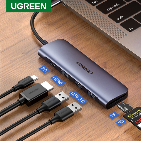 Сетевой концентратор Ugreen, переходная док-станция USB Type C USB 3.0 HDMI, разветвитель, концентратор Type C для MacBook Pro, Huawei Mate 30 ► Фото 1/6