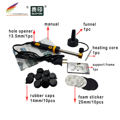 (RTT-13.5BK) заглушка для бурильщика с отверстиями и заглушка для поролоновой наклейки для HP, samsung, canon, набор инструментов для заправки картриджа ... ► Фото 1/3
