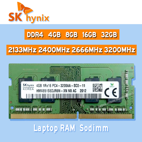 Оперативная память для ноутбука SK Hynix ddr4 4 ГБ 8 ГБ 16 ГБ 32 ГБ 2133 МГц 2400 МГц 2666 МГц 3200 МГц ОЗУ Sodimm pc4 2133P 2400T 2666 в 3200AA ► Фото 1/1