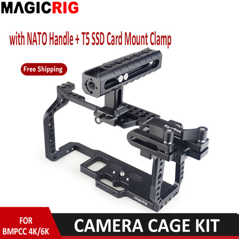 MAGICRIG портативная клетка для камеры с ручкой NATO + T5 SSD зажим для карт для Blackmagic Pocket Cinema Camera BMPCC 4K & 6K ► Фото 1/6