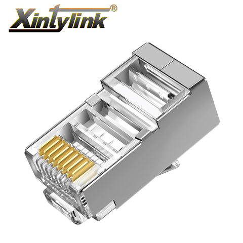 Коннектор xintylink rj45 для ethernet-кабеля, разъем rj 45 rg45 cat6, экранированный сетевой, stp cat, 6 клемм, jack lan, 20/50/100 шт. ► Фото 1/6