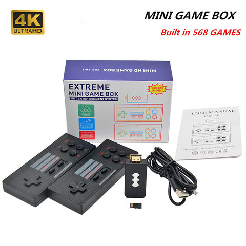 USB-консоль для видеоигр со встроенными 818/620 классическими играми, 4K HDMI-выход, ретро портативная ТВ-игровая консоль, беспроводной геймпад ► Фото 1/6