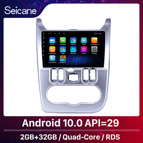 Seicane 9 дюймов Автомобильный GPS Радио Android 10 для Renault Duster/Logan 2009 2010 2011 2012 2013 головное устройство плеер Поддержка Carplay WIFI ► Фото 1/6