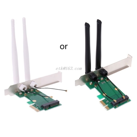 Беспроводная сетевая карта, Wi-Fi Mini PCI-E Express к PCI-E адаптеру, 2 антенны, Внешний ПК ► Фото 1/6