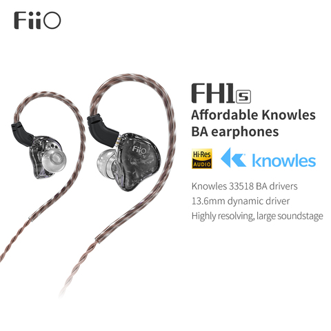 Наушники-вкладыши FiiO FH1s Hi-Res 1BA + 1DD(Knowles 13,6 мм Dynamic), IEM со съемным кабелем 2Pin/0,78 мм для популярной музыки ► Фото 1/6