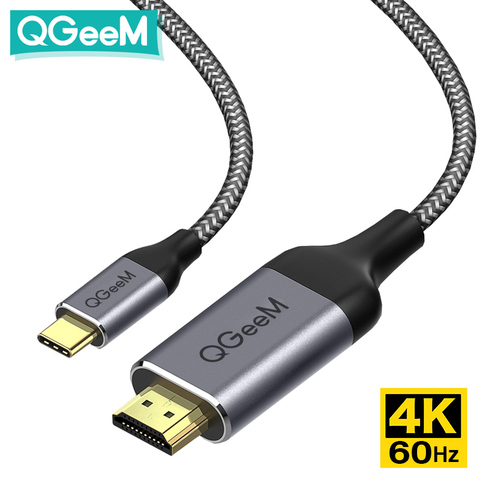 Кабель-переходник USB-C-HDMI QGeeM, кабель Thunderbolt3 4K Type-C HDMI, конвертер для MacBook, Huawei Mate 30, адаптер USB-C-HDMI, Type-C-HDMI ► Фото 1/6