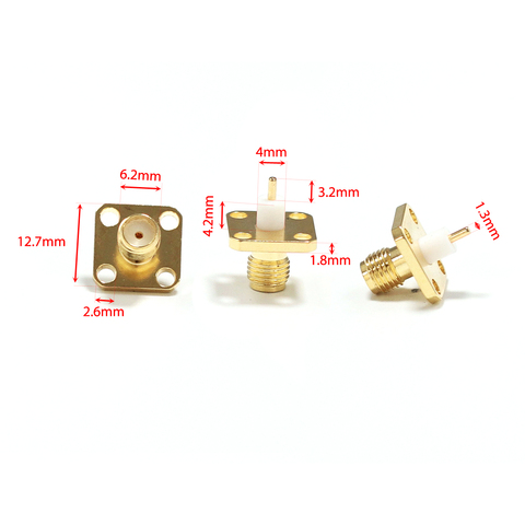 1 шт. SMA Гнездовой разъем RF Coax, 4 отверстия, фланец, припой, прямой позолоченный, оптовая продажа ► Фото 1/1