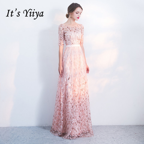 Женское вечернее платье It's Yiiya, элегантное платье с вышивкой, круглым вырезом и длинным рукавом, размера плюс, модель LF176 ► Фото 1/5