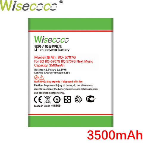 WISECOCO 3500 мАч BQ-5707G аккумулятор для BQ BQS-5707G Nxet Music в наличии, последнее производство, Высококачественная батарея + номер для отслеживания ► Фото 1/3