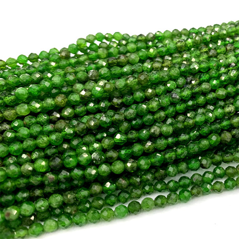 Натуральный зеленый хром диопсид граненые круглые маленькие Ожерелья Браслеты Бусы 2 мм 3 мм 4 мм 15 