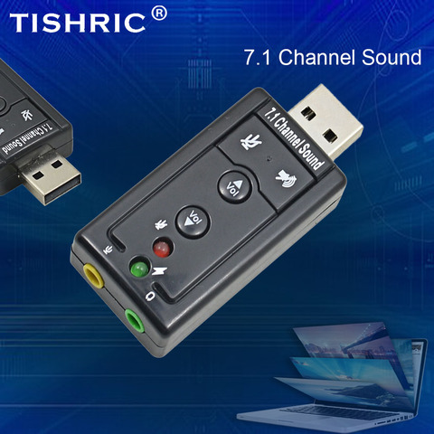 Внешняя звуковая карта TISHRIC с USB, 7,1 каналов, 3D, разъем 3,5 мм, микрофон, интерфейс для наушников, виртуальный аудио адаптер для ноутбука и ПК ► Фото 1/6