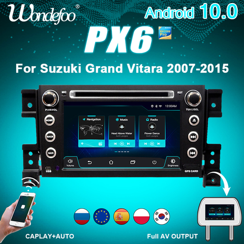 магнитола 2 din андроид Автомагнитола 2 DIN Android 10 автомобильное радио PX6 для SUZUKI GRAND VITARA 2007-2013 2DIN Авто Аудио Стерео навигация экран мультимедийная система ► Фото 1/6