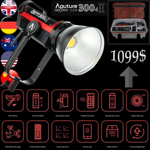 Aputure Light Storm COB 300D II Светодиодный осветитель Aputure COB C300d II Kit  студийное освещение для фотосъемки на youtube ► Фото 1/6