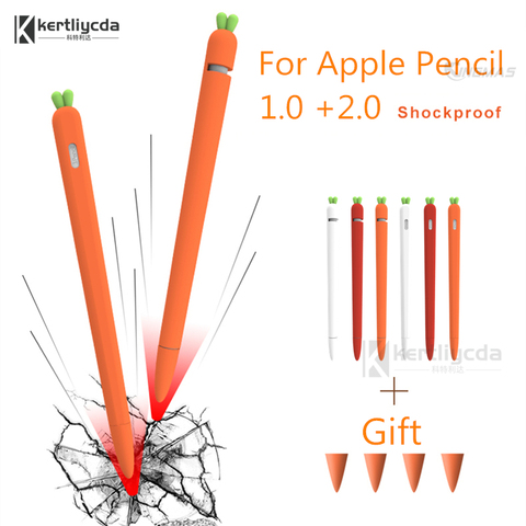 Мягкий силиконовый чехол с морковкой для Apple Pencil 1 2, совместимый с планшетом iPad, стилус для сенсорного экрана, защитный рукав, чехол ► Фото 1/6