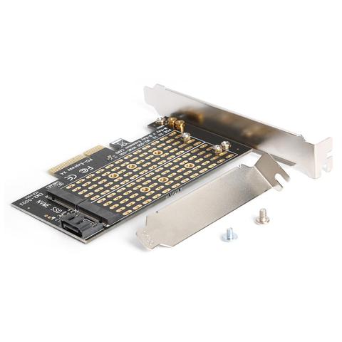Адаптер PCIE к M2/M.2, плата расширения SATA M.2 SSD PCIE адаптер NVME/M2 PCIE адаптер SSD M2 к SATA PCI-E карта M ключ + B ключи ► Фото 1/6