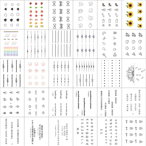 30 шт./компл., поддельные татуировки, Подсолнух, линия, точка, маленькие сексуальные Временные татуировки для женщин, девушек, палец, руки, тел... ► Фото 1/3